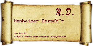 Manheimer Dezsér névjegykártya